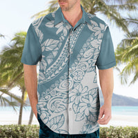 Polynesia Hawaiian Shirt Polynesian Tropical Flowers Blue Pastel Vibes - Wonder Print Shop