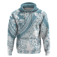 Polynesia Hoodie Polynesian Tropical Flowers Blue Pastel Vibes - Wonder Print Shop