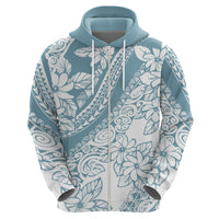 Polynesia Hoodie Polynesian Tropical Flowers Blue Pastel Vibes - Wonder Print Shop