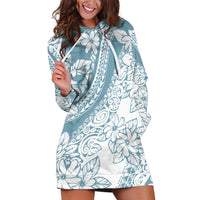 Polynesia Hoodie Dress Polynesian Tropical Flowers Blue Pastel Vibes - Wonder Print Shop