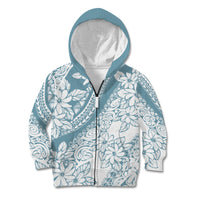 Polynesia Kid Hoodie Polynesian Tropical Flowers Blue Pastel Vibes - Wonder Print Shop