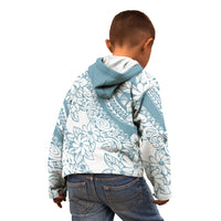 Polynesia Kid Hoodie Polynesian Tropical Flowers Blue Pastel Vibes - Wonder Print Shop