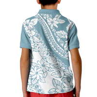 Polynesia Kid Polo Shirt Polynesian Tropical Flowers Blue Pastel Vibes - Wonder Print Shop