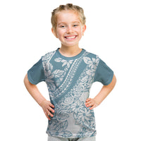 Polynesia Kid T Shirt Polynesian Tropical Flowers Blue Pastel Vibes - Wonder Print Shop