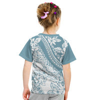 Polynesia Kid T Shirt Polynesian Tropical Flowers Blue Pastel Vibes - Wonder Print Shop