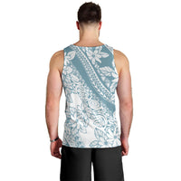 Polynesia Men Tank Top Polynesian Tropical Flowers Blue Pastel Vibes - Wonder Print Shop