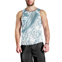 Polynesia Men Tank Top Polynesian Tropical Flowers Blue Pastel Vibes - Wonder Print Shop