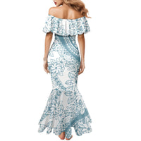 Polynesia Mermaid Dress Polynesian Tropical Flowers Blue Pastel Vibes - Wonder Print Shop