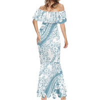 Polynesia Mermaid Dress Polynesian Tropical Flowers Blue Pastel Vibes - Wonder Print Shop