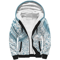 Polynesia Sherpa Hoodie Polynesian Tropical Flowers Blue Pastel Vibes - Wonder Print Shop