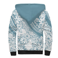 Polynesia Sherpa Hoodie Polynesian Tropical Flowers Blue Pastel Vibes - Wonder Print Shop