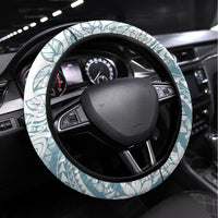 Polynesia Steering Wheel Cover Polynesian Tropical Flowers Blue Pastel Vibes - Wonder Print Shop