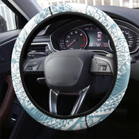 Polynesia Steering Wheel Cover Polynesian Tropical Flowers Blue Pastel Vibes - Wonder Print Shop