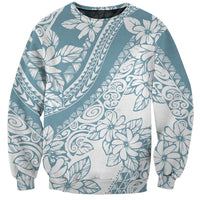 Polynesia Sweatshirt Polynesian Tropical Flowers Blue Pastel Vibes - Wonder Print Shop