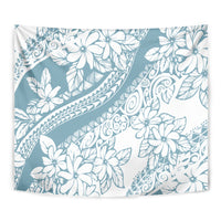 Polynesia Tapestry Polynesian Tropical Flowers Blue Pastel Vibes - Wonder Print Shop