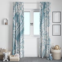 Polynesia Window Curtain Polynesian Tropical Flowers Blue Pastel Vibes - Wonder Print Shop