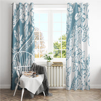 Polynesia Window Curtain Polynesian Tropical Flowers Blue Pastel Vibes - Wonder Print Shop