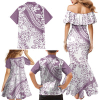 Polynesia Family Matching Mermaid Dress and Hawaiian Shirt Polynesian Tropical Flowers Purple Pastel Vibes - Wonder Print Shop