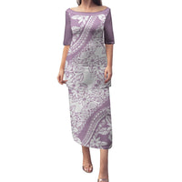 Polynesia Family Matching Puletasi Dress and Hawaiian Shirt Polynesian Tropical Flowers Purple Pastel Vibes - Wonder Print Shop