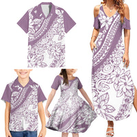 Polynesia Family Matching Summer Maxi Dress and Hawaiian Shirt Polynesian Tropical Flowers Purple Pastel Vibes - Wonder Print Shop