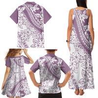 Polynesia Family Matching Tank Maxi Dress and Hawaiian Shirt Polynesian Tropical Flowers Purple Pastel Vibes - Wonder Print Shop