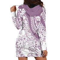 Polynesia Hoodie Dress Polynesian Tropical Flowers Purple Pastel Vibes - Wonder Print Shop