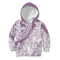 Polynesia Kid Hoodie Polynesian Tropical Flowers Purple Pastel Vibes - Wonder Print Shop