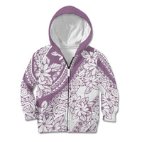 Polynesia Kid Hoodie Polynesian Tropical Flowers Purple Pastel Vibes - Wonder Print Shop