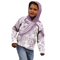 Polynesia Kid Hoodie Polynesian Tropical Flowers Purple Pastel Vibes - Wonder Print Shop