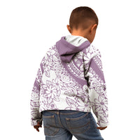 Polynesia Kid Hoodie Polynesian Tropical Flowers Purple Pastel Vibes - Wonder Print Shop