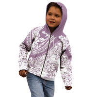 Polynesia Kid Hoodie Polynesian Tropical Flowers Purple Pastel Vibes - Wonder Print Shop