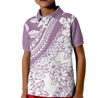 Polynesia Kid Polo Shirt Polynesian Tropical Flowers Purple Pastel Vibes - Wonder Print Shop