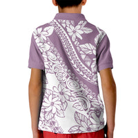 Polynesia Kid Polo Shirt Polynesian Tropical Flowers Purple Pastel Vibes - Wonder Print Shop