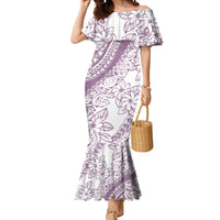 Polynesia Mermaid Dress Polynesian Tropical Flowers Purple Pastel Vibes - Wonder Print Shop