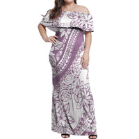 Polynesia Off Shoulder Maxi Dress Polynesian Tropical Flowers Purple Pastel Vibes - Wonder Print Shop