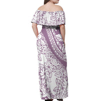 Polynesia Off Shoulder Maxi Dress Polynesian Tropical Flowers Purple Pastel Vibes - Wonder Print Shop