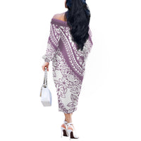 Polynesia Off The Shoulder Long Sleeve Dress Polynesian Tropical Flowers Purple Pastel Vibes - Wonder Print Shop