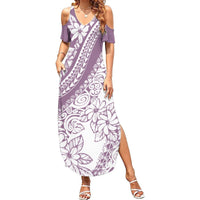 Polynesia Summer Maxi Dress Polynesian Tropical Flowers Purple Pastel Vibes - Wonder Print Shop