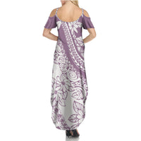 Polynesia Summer Maxi Dress Polynesian Tropical Flowers Purple Pastel Vibes - Wonder Print Shop