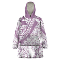 Polynesia Wearable Blanket Hoodie Polynesian Tropical Flowers Purple Pastel Vibes - Wonder Print Shop