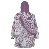 Polynesia Wearable Blanket Hoodie Polynesian Tropical Flowers Purple Pastel Vibes - Wonder Print Shop