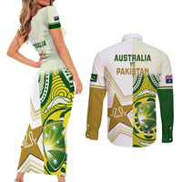 Australia And Pakistan Cricket Couples Matching Short Sleeve Bodycon Dress and Long Sleeve Button Shirts Boxing Day 2023 Test Aussie With Shaheens - Wonder Print Shop