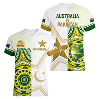 Australia And Pakistan Cricket Women V Neck T Shirt Boxing Day 2023 Test Aussie With Shaheens - Wonder Print Shop