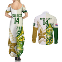 Custom Australia And Pakistan Cricket Couples Matching Summer Maxi Dress and Long Sleeve Button Shirts Boxing Day 2023 Test Aussie With Shaheens - Wonder Print Shop