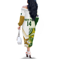 Custom Australia And Pakistan Cricket Family Matching Off Shoulder Long Sleeve Dress and Hawaiian Shirt Boxing Day 2023 Test Aussie With Shaheens - Wonder Print Shop