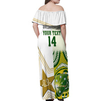 Custom Australia And Pakistan Cricket Family Matching Off Shoulder Maxi Dress and Hawaiian Shirt Boxing Day 2023 Test Aussie With Shaheens - Wonder Print Shop