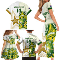 Custom Australia And Pakistan Cricket Family Matching Short Sleeve Bodycon Dress and Hawaiian Shirt Boxing Day 2023 Test Aussie With Shaheens - Wonder Print Shop