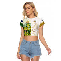 Custom Australia And Pakistan Cricket Raglan Cropped T Shirt Boxing Day 2023 Test Aussie With Shaheens - Wonder Print Shop