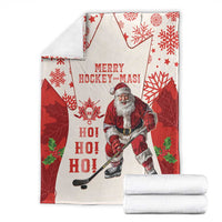 Christmas Canada Hockey Blanket Merry Hockey-Mas Maple Leaves Pattern