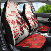 Christmas Canada Hockey Car Seat Cover Merry Hockey-Mas Maple Leaves Pattern - Wonder Print Shop